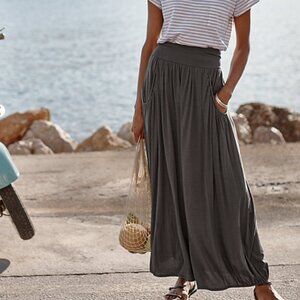 Garnett Hill Favorite Maxi Skirt (Dark Ashwood color)